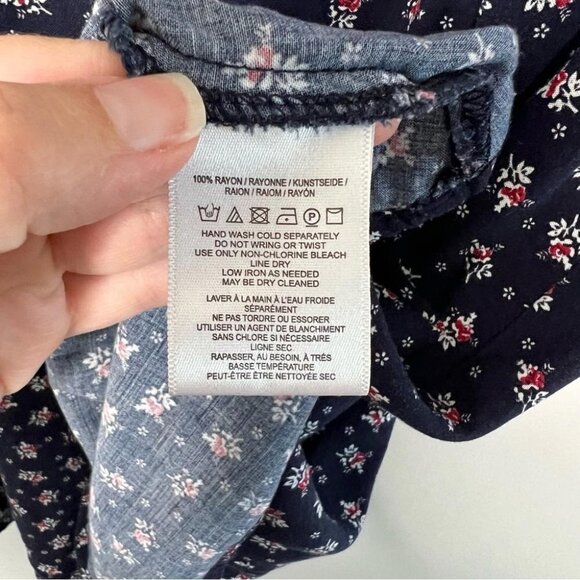 Anthropologie Pins and Needles Womens Size XS A Line Mini Dress Blue Floral - Picture 7 of 8